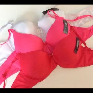 3 Ladies Underwire Bra’s Red Pink & White NWT